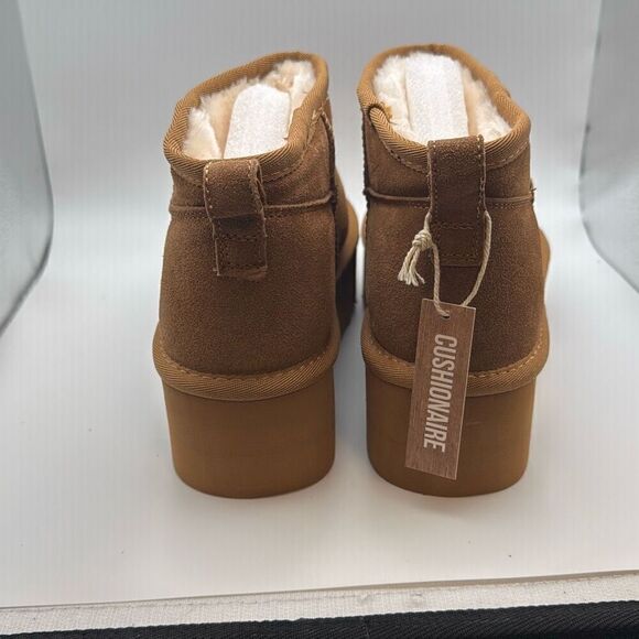 CUSHIONAIRE Cozy Womenβs Platform Ankle Boots ββGenuine Suede SIZE 7.5 CHESTNUT - Picture 4 of 7
